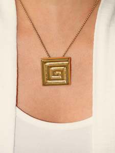 Internet only: Greek Key 18K Gold plated Necklace