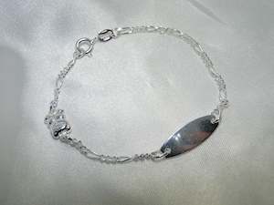 925 Sterling Silver Bear & Engravable Bracelet