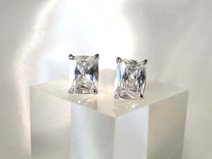 Diamond Silver Stud Earrings