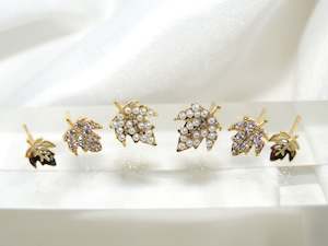 Internet only: Autumn Leaf Gold Stud Earrings Set