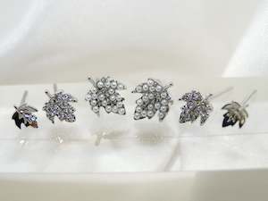 Internet only: Autumn Leaf Silver Stud Earrings Set