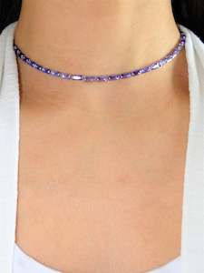 Purple Zirconia 18k White Gold plated Choker