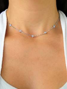 Internet only: Blue Blossom 18k White Gold plated Necklace