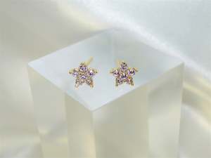 Soft Pink Flower Golden Studs