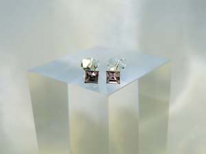 Light Amethyst Crystal Glass 925 Sterling Silver Stud Earring