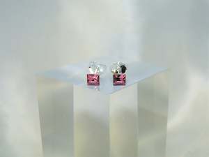 Internet only: Rose Crystal Glass 925 Sterling Silver Stud Earring