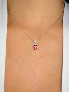 Internet only: Red Ladybug 925 Sterling Silver Necklace