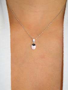 Internet only: Pink Ladybug 925 Sterling Silver Necklace