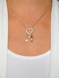 Internet only: Big Heart Girl & Boy Gold plated Necklace