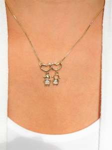 Boy & Girl Heart Gold plated Necklace