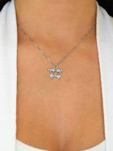 Girls Teddy White Rhodium plated Necklace