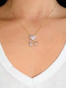 Internet only: Little Boy & Girl Gold plated Necklace