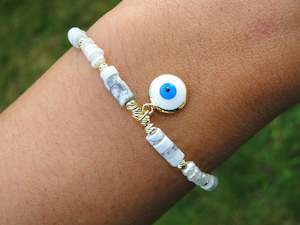 White Evil Eye Beads Bracelet