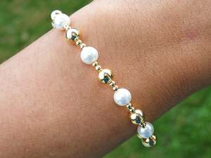 Internet only: June Pearls 14K Gold plated Bracelet