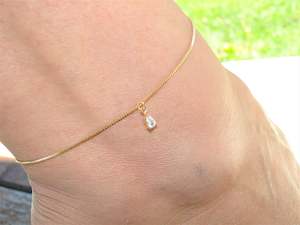 Crystal Drop 18K Gold Filled Anklet