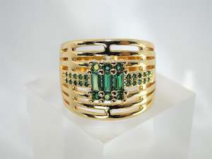 Green Multi Layer 14K Gold plated Ring