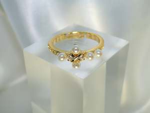 Cross Pearls 14K Gold plated Ring