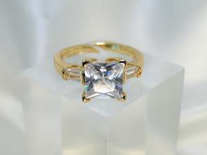 Big Diamond 18K Gold plated Ring