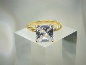 Internet only: Elizabeth Crystal 18k Gold plated Ring