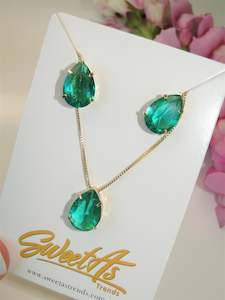 Green Tourmaline Stone 18K Gold filled Set