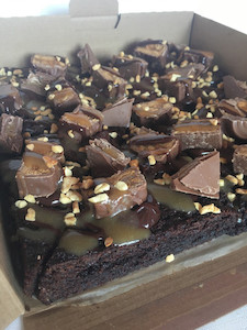 Loaded Snickers Brownie Slab Sweet Cheeks Cakery