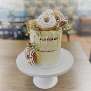 Donuts & Dried Flowers Cake