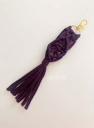 Plum Knotted Macrame Keyring