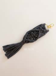 Homewares: GREY KNOTTED MACRAME KEYRING