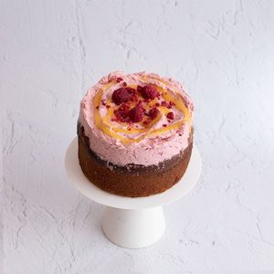 Lemon Syrup and Raspberry Meringue Cake