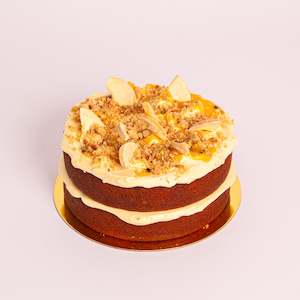 Cake: Macadamia, Honey, Peach & Passionfruit