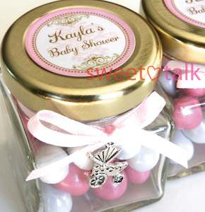 Personalised Chocolate Pearls Candy Jar - Baby Shower Favour - GIRL