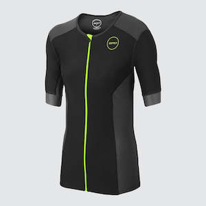 Mens Aquaflo Plus Tri Top Short Sleeve Black Grey Neon Green Zone3