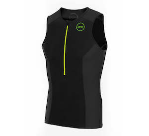 Womens Tops: MENS AQUAFLO PLUS SLEEVELESS TRI TOP BLACK/GREEN ZONE3