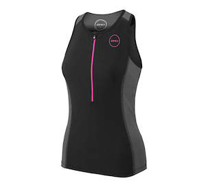 WOMENS AQUAFLO PLUS SLEEVELESS TRI TOP BLACK/PINK ZONE3