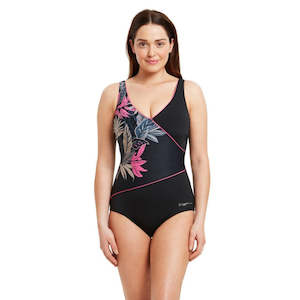 Womens Fuller Figure: WRAP FRONT ARUBA PRINT ZOGGS