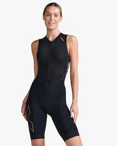 Womens Tri Suits: WOMENS LIGHT SPEED FRONT ZIP TRISUIT BLACK GOLD