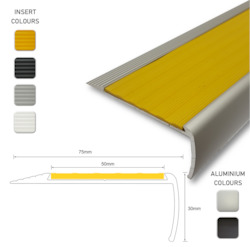 Internet only: Series 4L Aluminium Stair Nosing - Solid Santoprene Insert