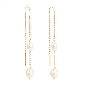 1047-0005 Steel 14K Pearl Drop Earring