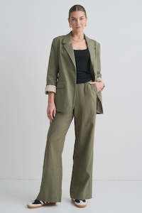 Boardwalk Soft Khaki Ramie Extended Waist Pants