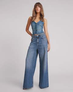 BLUE THUNDER LOVE MACHINES MID WAIST SUPER WIDE LEG JEANS