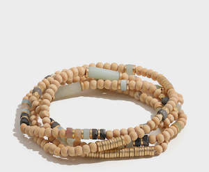 Womenswear: BRACELET | NATURAL WOOD WRAP - DUSKY & SKY