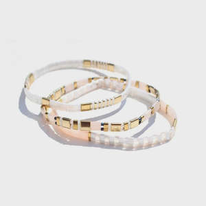 Glass Bead Triple Wrap Bracelet - Blush