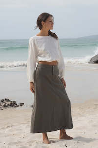 Gaia Linen Skirt - Khaki