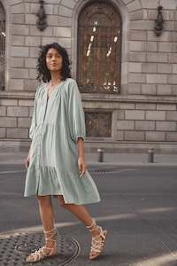 Womenswear: Amelie Button Dress ONE SIZE - Seafoam