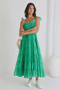 Isabella Green Strappy Tiered Maxi Dress