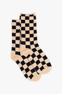 Womenswear: Racer Check Sock | Black & Oat