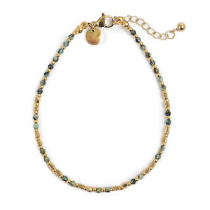 Womenswear: 3048-0004 -Beaded Bracelet Emerald Gold