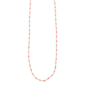 2046-0261 - Pure Steel Fuchsia Enamel Necklace