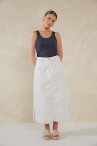 Womenswear: Dalton Denim Skirt - White