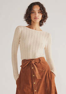 Amelie Core Knit Long Sleeve Top - Ivory